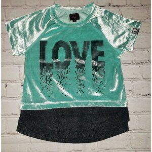 NWOT material girl Love Short Sleeve Sparkly Top Girls Size 6